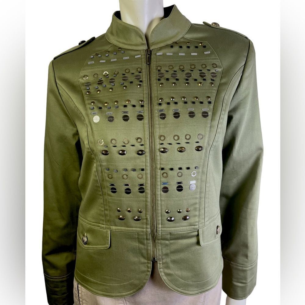 City Girl by Nancy Bolen NWOT Embellished Military Style Jacket Size Medium